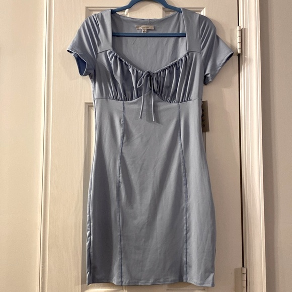 Gaze DTLA Ice Blue Mini Short Sleeve Bodycon Dress - Picture 1 of 5